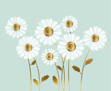 Lüks altın ve pastel yeşil bahar çiçekleri.