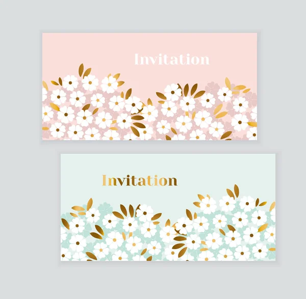 Luxury gold and pastel green spring flowers. — Stock Vector