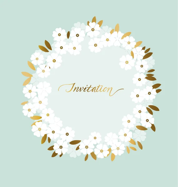 Πολυτελή γάμο λευκά λουλούδια με φύλλα χρυσού. — Διανυσματικό Αρχείο
