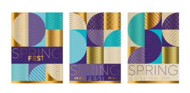 Zarif lüks geometrik poster seti. 