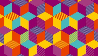 Parlak karnaval geometri altıgen arka plan.  