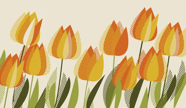 Tulipán amarillo primavera elemento de diseño floral . — Vector de stock