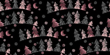 Siyah ve altın Xmas Ağacı pürüzsüz desen 