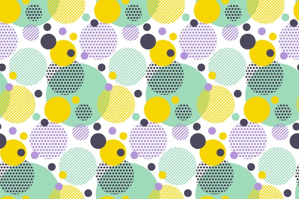 Colorful dots and circle seamless pattern — Stock Vector