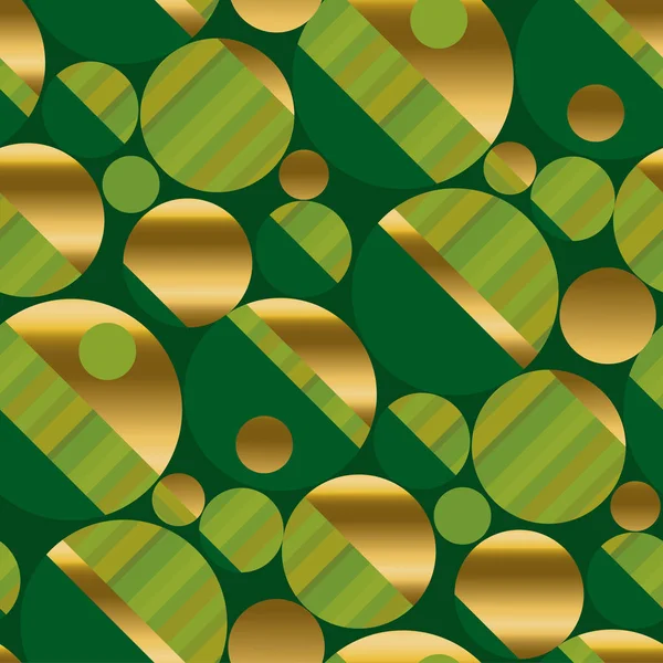 Formas redondas patrón festivo verde sin costuras — Vector de stock