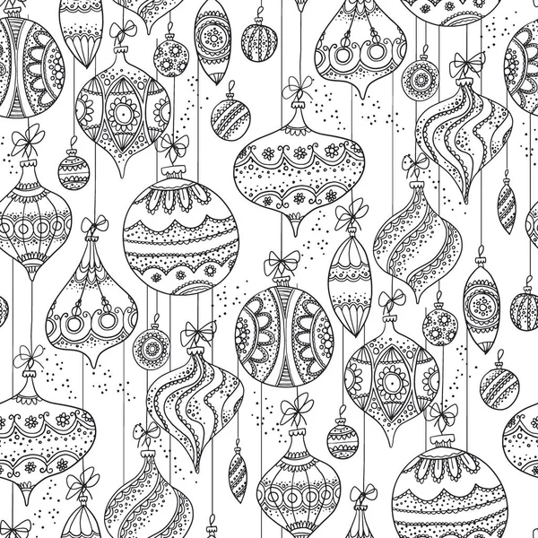 Zentangle schets stijl kerstballen patroon — Stockvector