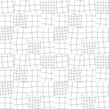 Arka plan, sargı, kumaş, tekstil, ambalaj, yüzey, ağ ve baskı tasarımı için modern ışık ekoseli desen. Siyah ve beyaz geometrik ağ çizgisi vektörü tekrarlanabilir motif