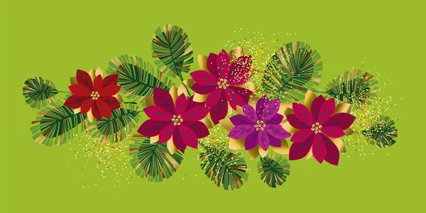 Kolorowe Abstrakcyjne Xmas Poinsettia Karteczkę Nagłówek Zaproszenie Plakat Social Media — Wektor stockowy
