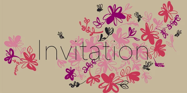 Couleurs Estivales Vives Croquis Floral Pour Carte Tête Invitation Affiche — Image vectorielle