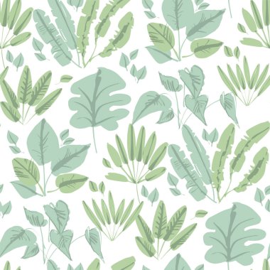 Saf stil tropikal orman duvar kağıdı, ambalaj, kumaş, tekstil, ambalaj, yüzey, ağ ve baskı tasarımı için pürüzsüz desen bırakır. 