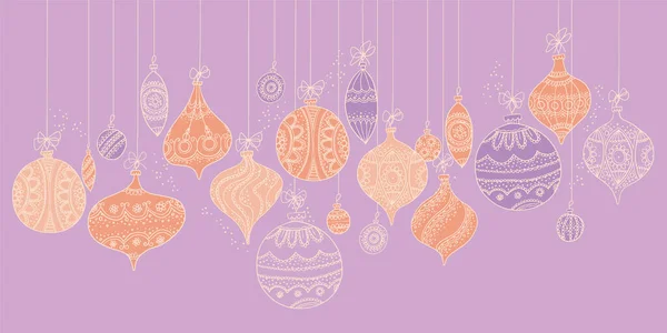 Roztomilé Fialové Barvy Vánočních Ozdoby — Stockový vektor
