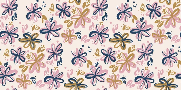 Esquisse Abstraite Motif Floral Sans Couture Pour Fond Tissu Textile — Image vectorielle