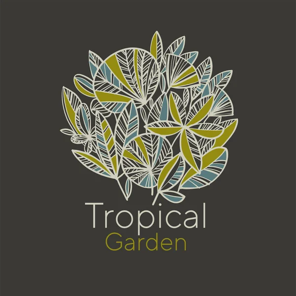 Fogliame Giardino Tropicale Elemento Design Banner Web Manifesti Carte Sfondi — Vettoriale Stock