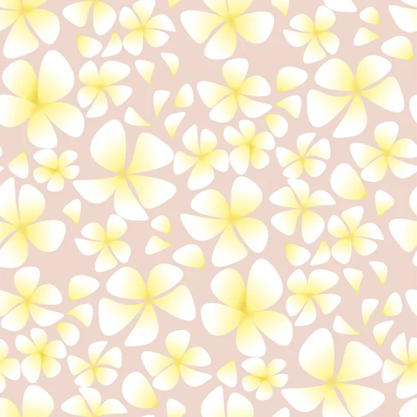 Zarte Pastellrosa Plumeria Blüten Mit Nahtlosem Muster Für Hintergrund Stoff — Stockvektor