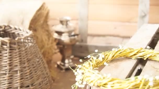 Wicker Vase, Straw. the Interior For the Photo Shoot — Stock Video