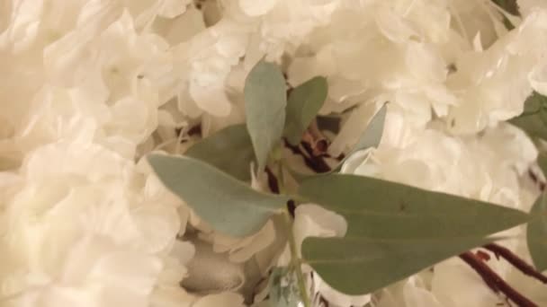 Pioner Konstgjorda Blommor Floristen Bord — Stockvideo