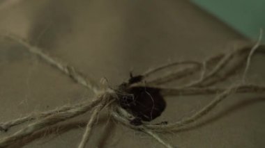 Mutlu kadın sanatçı sanat eserlerini paketliyor ve bunu bir müşteriye veriyor..
