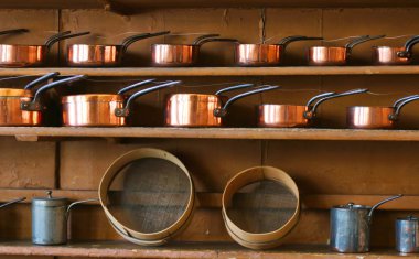 Tencere ve tavalar raflarda