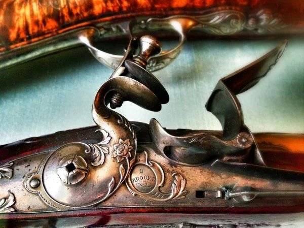 Klasycznych karabinów Flintlock z bliska — Zdjęcie stockowe