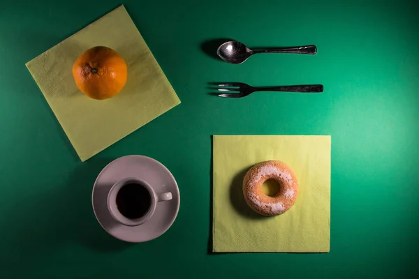 stock image a breakfast in a green table