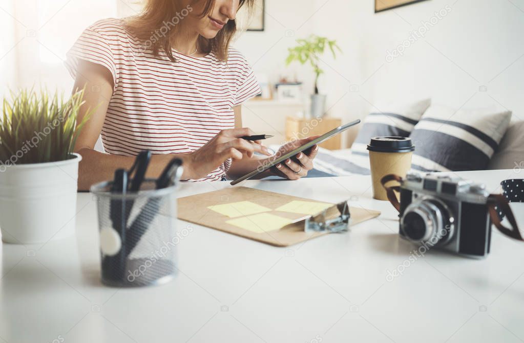 businesswoman using modern digital tablet