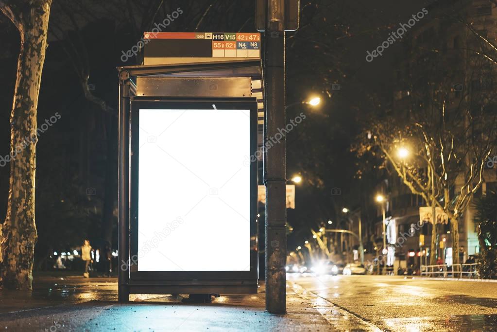 dvertising light box on bus stop