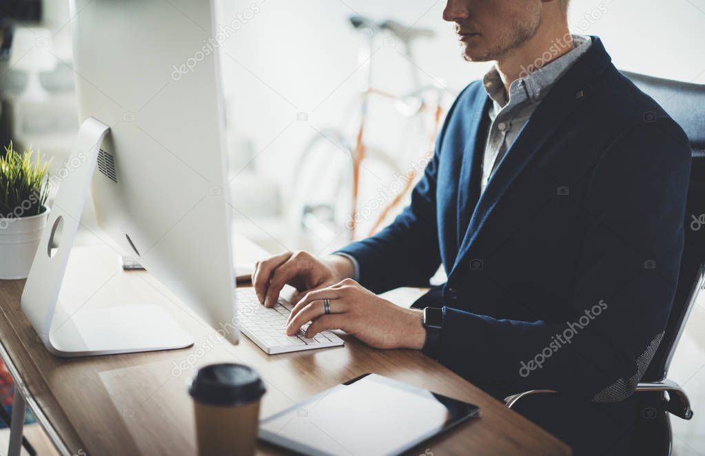 businessman working on modern computer 