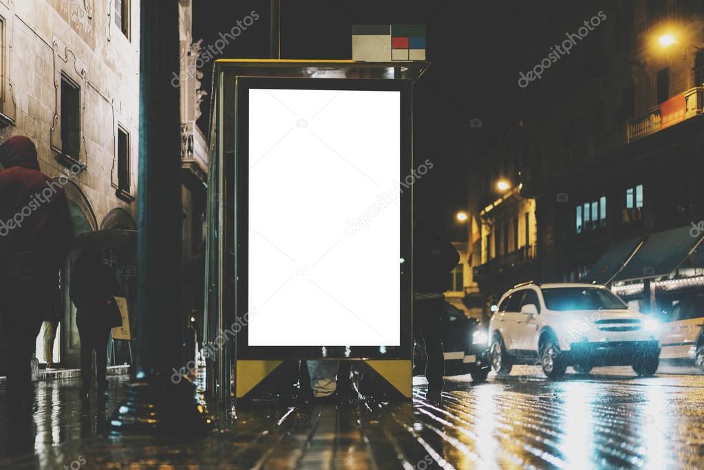blank light box on the bus stop
