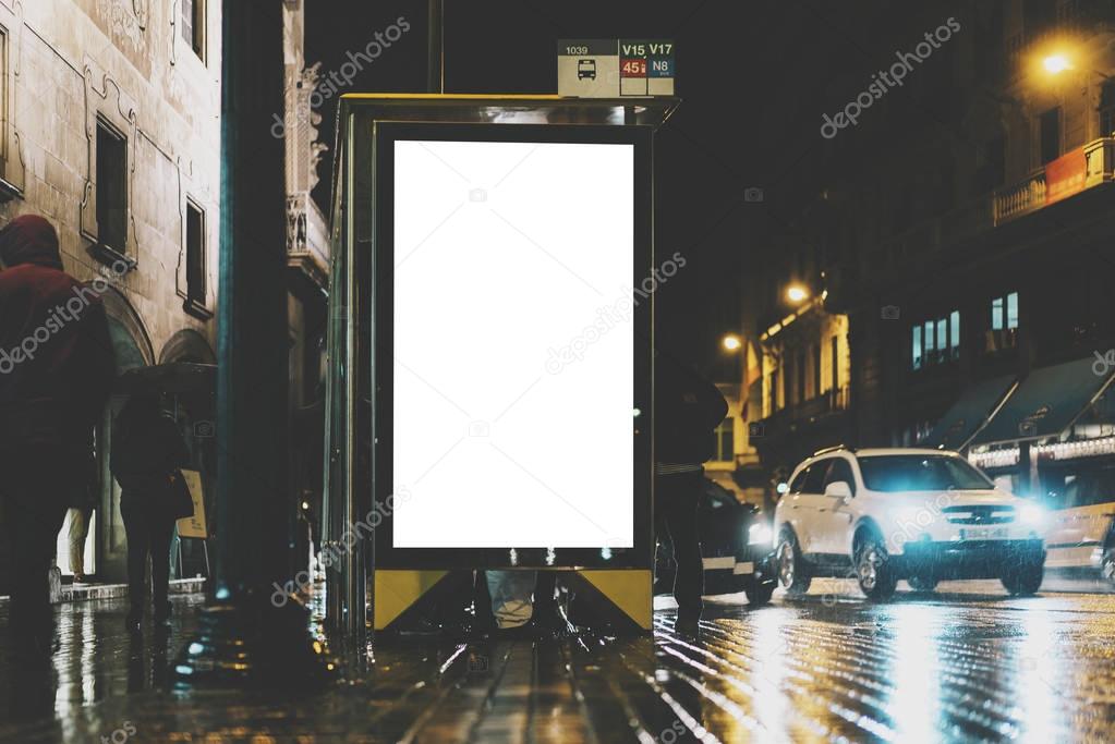 blank light box on bus stop