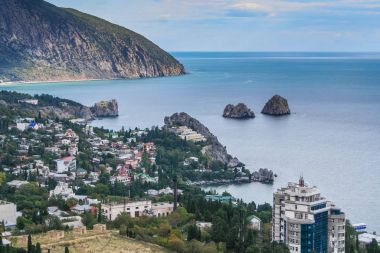Gurzuf ilçesi ve Mount Ayu-Dag
