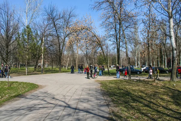 Пішохідний міст в парку "дубовий Гай" — стокове фото