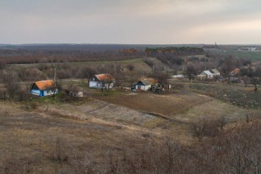 Kış khutor (küçük bir köy) Taurida bozkır Zaporozhye bölgesi içinde. Ukrayna. Ocak 2018