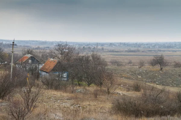 Zimní Chutor Malé Vesnice Taurida Stepi Zaporozhye Oblasti Ukrajina Ledna — Stock fotografie