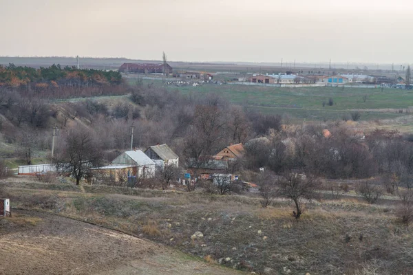Khutor Invierno Pequeño Pueblo Estepa Táurida Región Zaporozhye Ucrania Enero — Foto de Stock