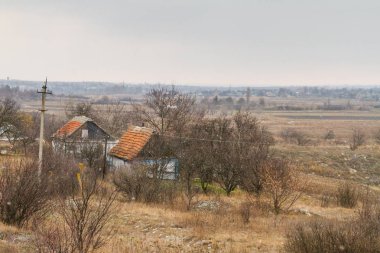 Kış khutor (küçük bir köy) Taurida bozkır Zaporozhye bölgesi içinde. Ukrayna. Ocak 2018