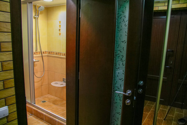 veneered wooden door in the hallway