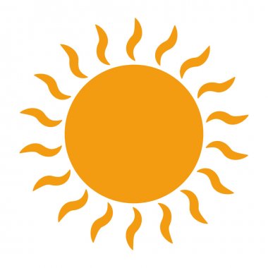 Beyaz arkaplanda güneş simgesi.