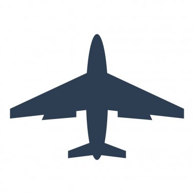 Beyaz arkaplanda uçak simgesi.