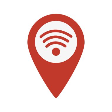 Kırmızı Wifi bağlantı harita işaretçisi