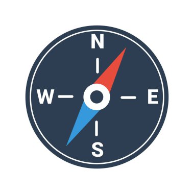 beyaz arkaplanda pusula simgesi.