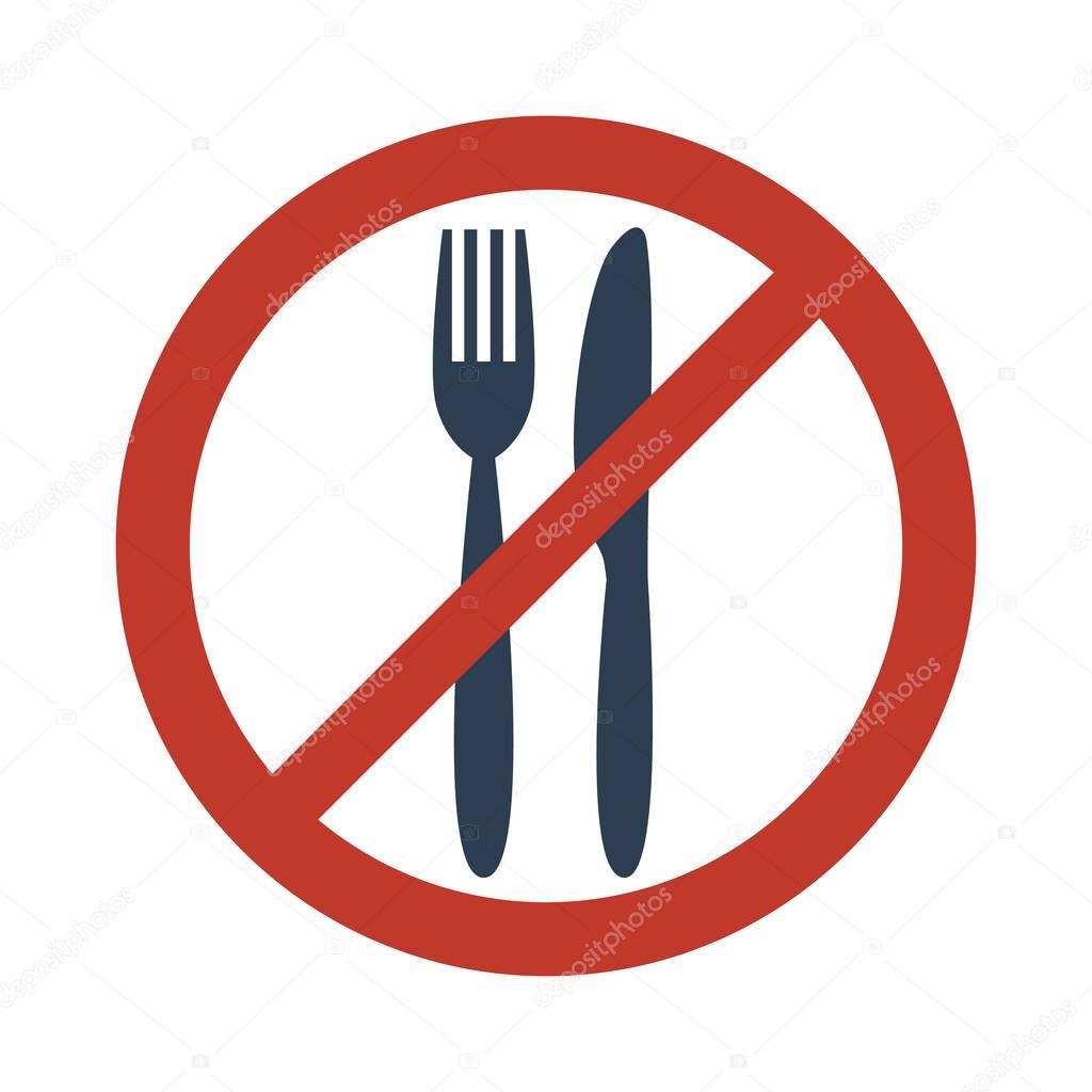 No Food Sign on white background.