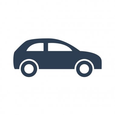 Beyaz arkaplanda araba simgesi.