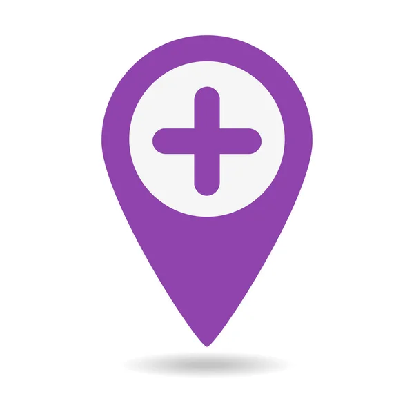 Mapa pino ícone hospital —  Vetores de Stock