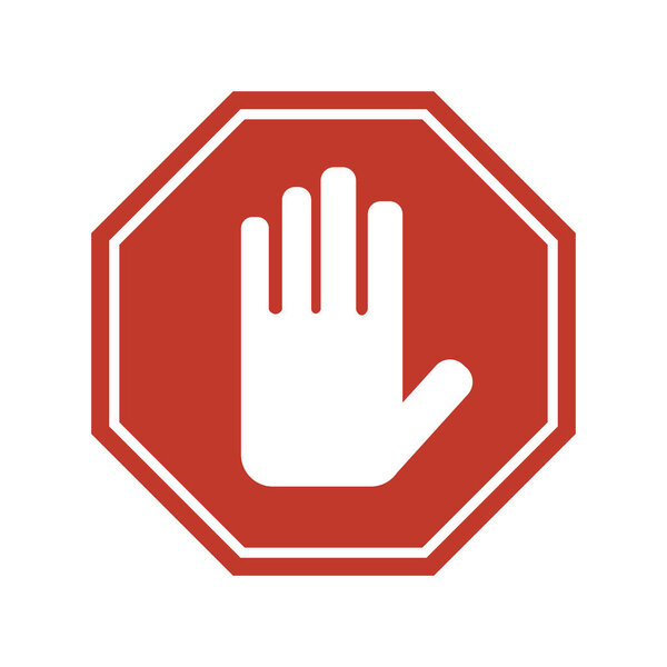 Stop sign on white background.