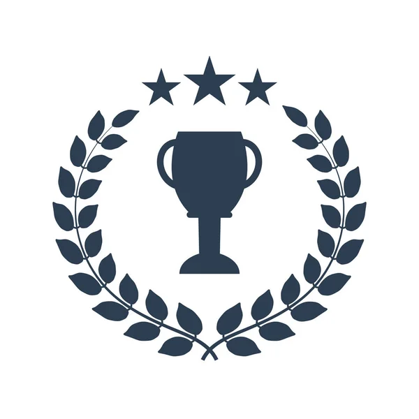 Corona de laurel ganador con copa — Vector de stock