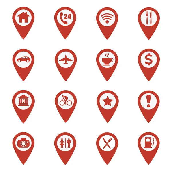 Karte Pin Position Icons gesetzt — Stockvektor