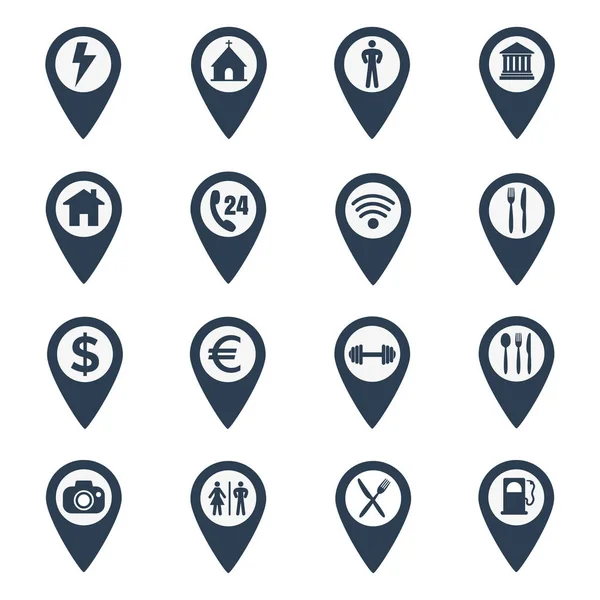 Mapa pin ubicación iconos conjunto — Vector de stock