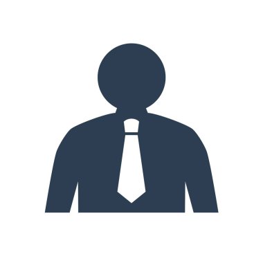 Beyaz arka plan üzerinde işadamı simgesi.