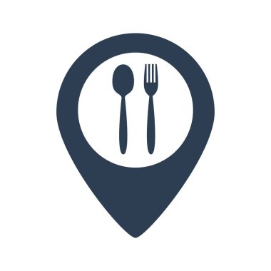 Harita işaretleyici konumu çatal ve kaşık.