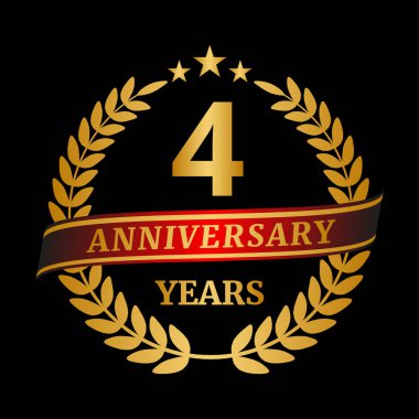 Yıldönümü altın defne çelengi siyah arka plan üzerine.